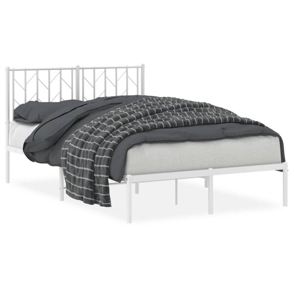 vidaXL Estrutura de cama com cabeceira 120x190 cm metal branco