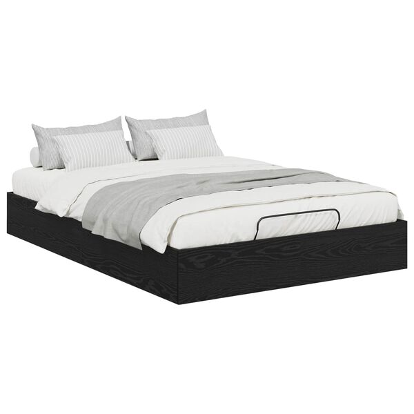 vidaXL Estrutura de Cama Ottoman Carvalho Preto 203 x 140 x 25 cm