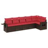 vidaXL Conjunto de sof&aacute; de jardim com 6 pe&ccedil;as e almofadas em rattan sint&eacute;tico marrom