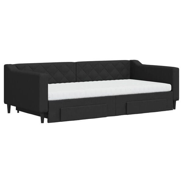vidaXL Sof&aacute;-cama com gavet&atilde;o e gavetas 100x200 cm tecido preto