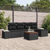 vidaXL Conjunto de Sof&aacute; de Jardim com almofada 6 pcs Preto vime PE