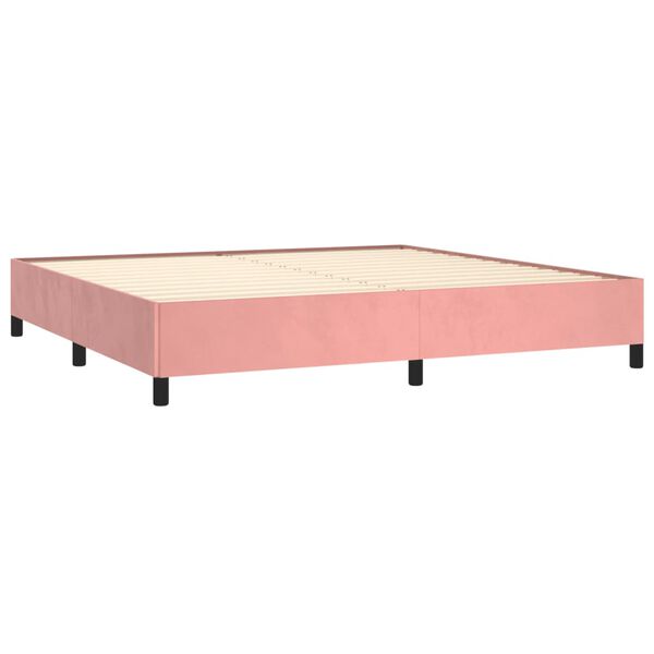 vidaXL Cama com molas/colch&atilde;o 200x200 cm veludo rosa