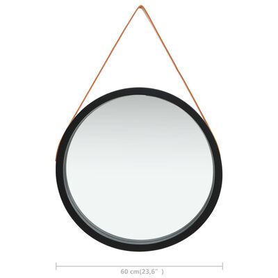 vidaXL Espelho de parede com alça 60 cm preto