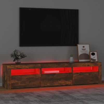 vidaXL Móvel de TV com luzes LED 180x35x40 cm carvalho fumado