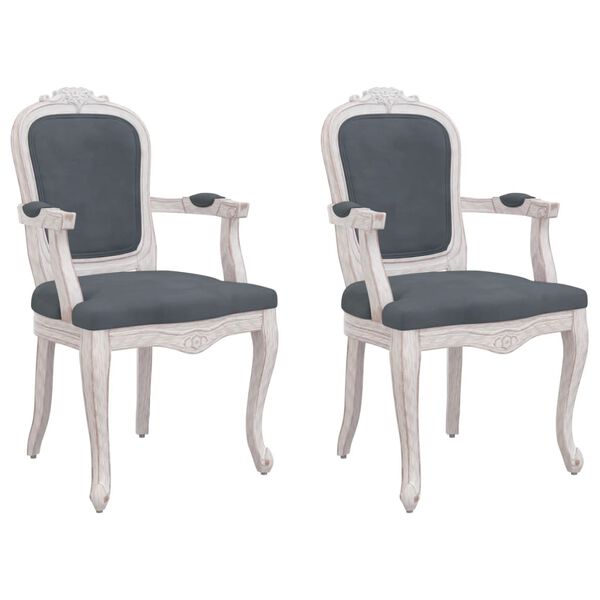 vidaXL Cadeiras de jantar 2pcs 62x59,5x100,5 cm veludo cinzento-escuro