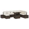 vidaXL Conjunto de Sof&aacute; de Jardim 9 unid. Marrom e Creme vime PE