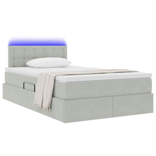 vidaXL Cama com arruma&ccedil;&atilde;o e LED Cinzento-claro 120 x 200 cm Veludo