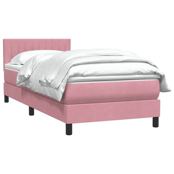 vidaXL Cama com molas/colch&atilde;o rosa 90x210 cm veludo