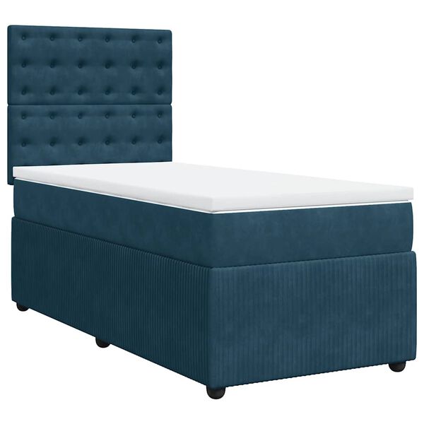 vidaXL Cama boxspring com colch&atilde;o 80x200 cm veludo azul