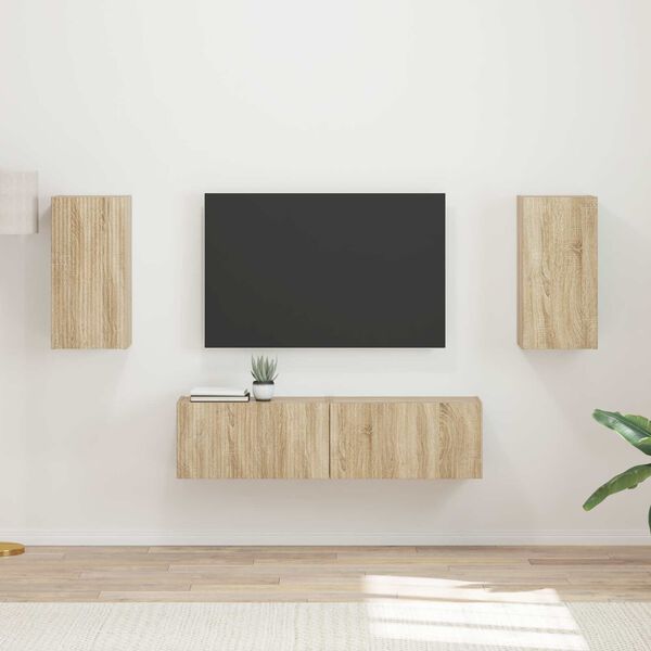 vidaXL Conjunto de m&oacute;vel de TV 4 pcs Carvalho Sonoma