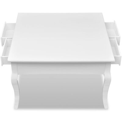 vidaXL Mesa de centro com 4 gavetas branca