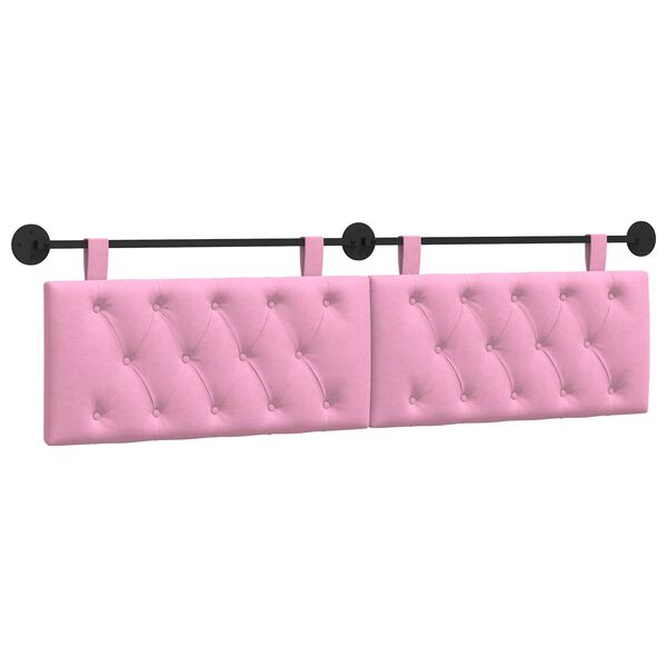 vidaXL Cabeceira Suspensa Rosa 190 x 55 x 7 cm tecido