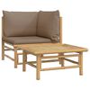 vidaXL 2 pcs conj. lounge jardim bambu almofad&otilde;es cinzento-acastanhado