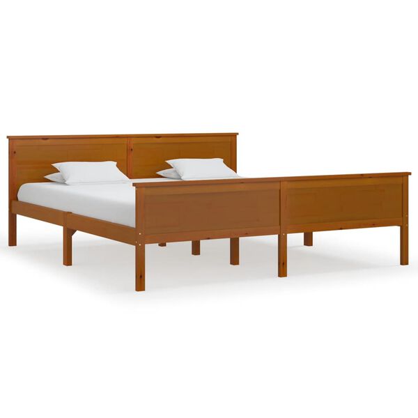 vidaXL Estrutura de cama 180x200 cm madeira pinho maciço castanho mel