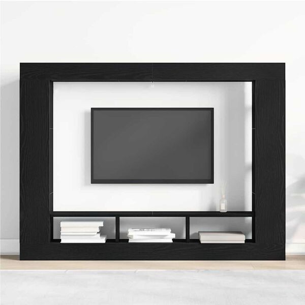 vidaXL Gabinete para TV Carvalho preto 152 x 22 x 113 cm