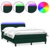 vidaXL Cama box spring c/ colch&atilde;o e LED 160x220 cm veludo verde-escuro