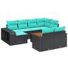 vidaXL Conjunto de sof&aacute; de jardim com 11 pe&ccedil;as e almofadas em rattan sint&eacute;tico preto
