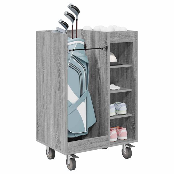 vidaXL Arm&aacute;rio de Golfe com roda Liso Cinza Sonoma 65 x 45 x 98 cm