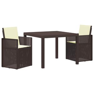vidaXL Conjunto de Jantar para Jardim 3 unid. Castanho e Creme PP