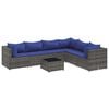 vidaXL 7 pcs conjunto lounge de jardim c/ almofad&otilde;es vime PE cinzento