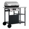 vidaXL Grelhador/BBQ g&aacute;s mesa de apoio 3 prateleiras preto e prateado