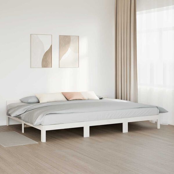 vidaXL Estrutura de cama familiar sem colch&atilde;o branco 240x200 cm