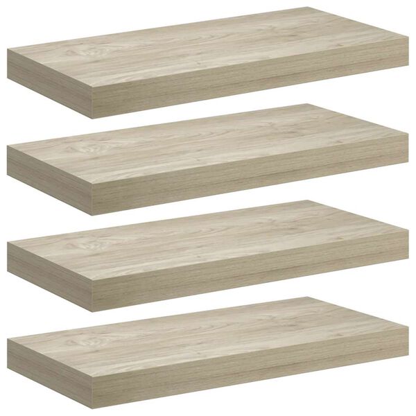 vidaXL Prateleiras de parede suspensas 4 pcs 50x23x3,8cm MDF carvalho