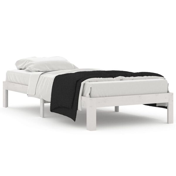 vidaXL Estrutura de cama 90x200 cm pinho maci&ccedil;o branco
