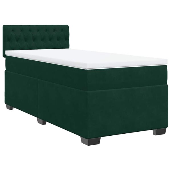 vidaXL Cama com molas/colch&atilde;o 90x190 cm veludo verde-escuro