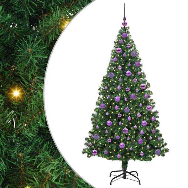 vidaXL &Aacute;rvore de Natal Artificial Verde 180 cm PVC, A&ccedil;o e Pl&aacute;stico