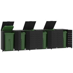 vidaXL Abrigo para 6 caixotes do lixo 414x79x117 cm a&ccedil;o preto