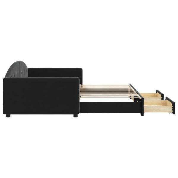 vidaXL Sof&aacute;-cama com gavet&atilde;o e gavetas 100x200 cm veludo preto