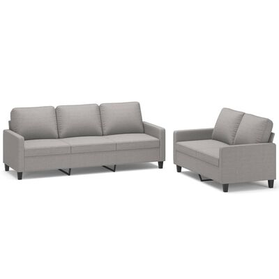 vidaXL 2 pcs conjunto de sofás com almofadões tecido cinzento-claro