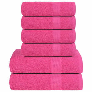 vidaXL 6pcs Conjunto de toalhas FROGN 360 g/m&sup2; rosa