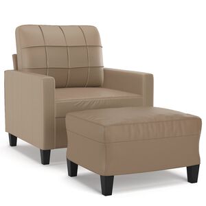 vidaXL Poltrona com apoio de p&eacute;s 60 cm couro artificial cappuccino