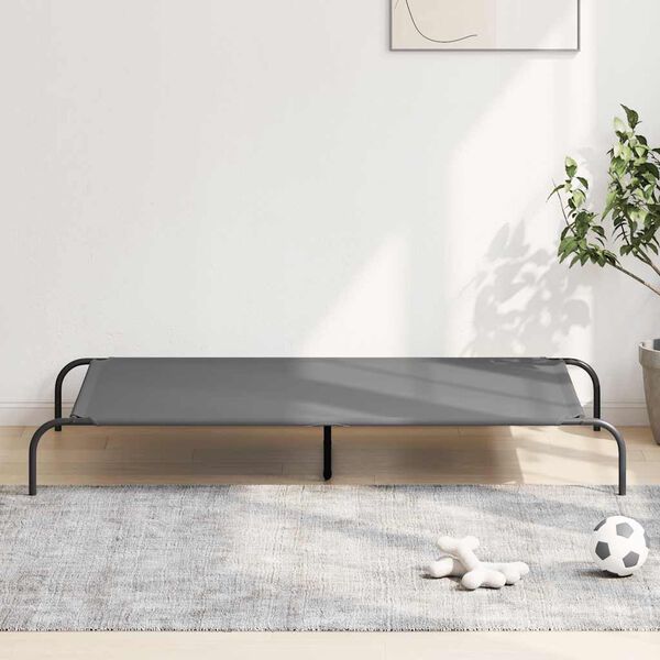 vidaXL Cama para c&atilde;es elevada 150x90x20cm tecido oxford e a&ccedil;o cinzento