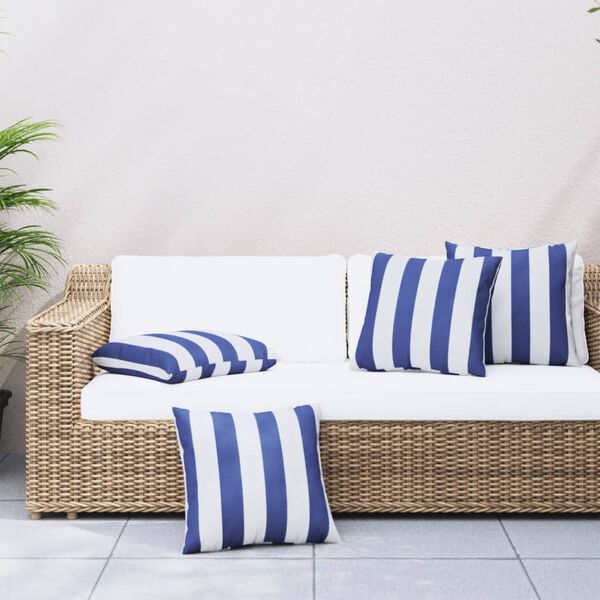 vidaXL Almofadas decorativas 4pcs 50x50 cm tecido riscas azul/branco