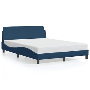 vidaXL Estrutura de cama com cabeceira Dover 140x200 cm tecido azul
