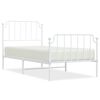 vidaXL Estrutura de cama com cabeceira e p&eacute;s 90x190 cm metal branco