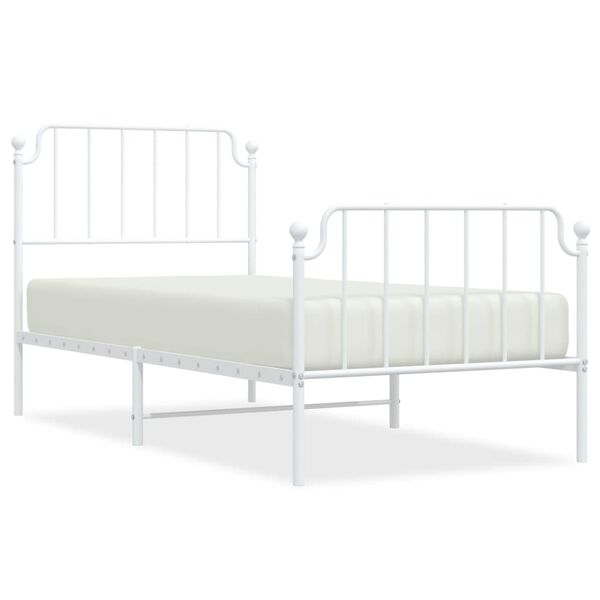 vidaXL Estrutura de cama com cabeceira e p&eacute;s 90x190 cm metal branco