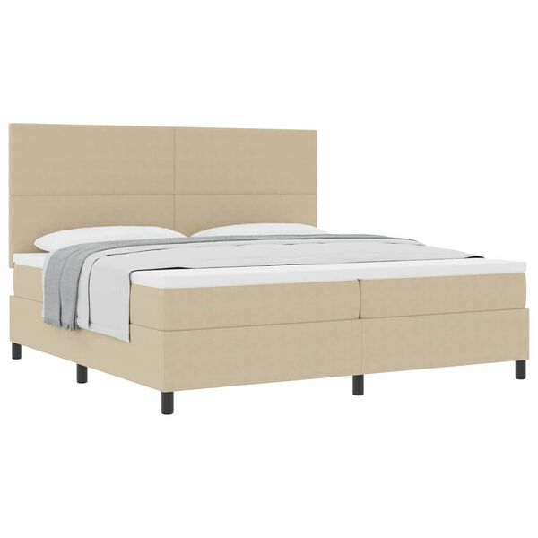 vidaXL Cama Box Manual Cinza Claro e Branco 203 x 200 x 128 cm