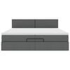 vidaXL Estrutura de cama otomana com colch&atilde;o 200x200cm cinzento-escuro
