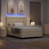 vidaXL Cama Box Spring LED com colch&atilde;o Creme 140 x 200 cm tecido
