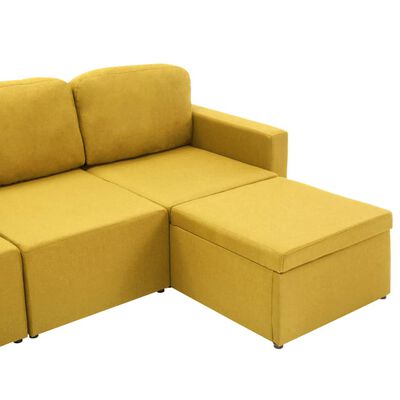 vidaXL Sofá-cama modular de 3 lugares tecido amarelo