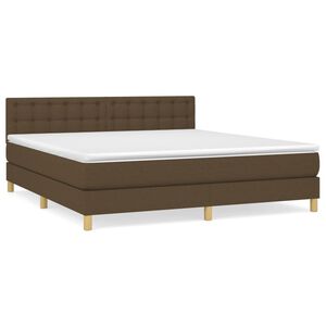 vidaXL Cama com molas/colch&atilde;o 160x200 cm tecido castanho-escuro