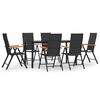 vidaXL 7 pcs conjunto de jantar para jardim vime PE castanho