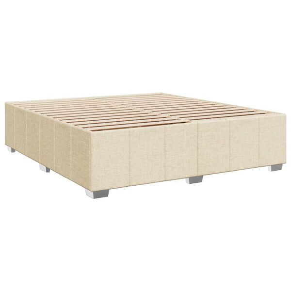 vidaXL Estrutura de cama sem colch&atilde;o 200x200 cm tecido cor creme