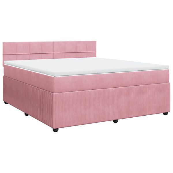vidaXL Cama com molas/colch&atilde;o 180x200 cm veludo rosa