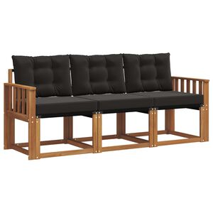 vidaXL Conjunto de Sof&aacute;s para Exterior 3 pcs Natural e Preto