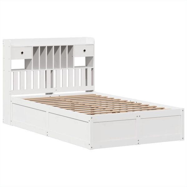 vidaXL Cama sem colchão 135x190 cm madeira de pinho maciça branco